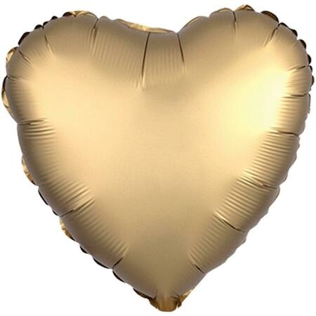 LOFTUS INTERNATIONAL 18 in. Gold Sateen Heart Satin Luxe HX Balloon, 20PK A3-6803